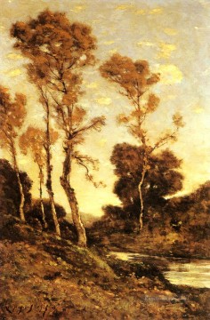  Henri Malerei - Herbstlicher Fluss Landschaft Barbizon Henri Joseph Harpignies